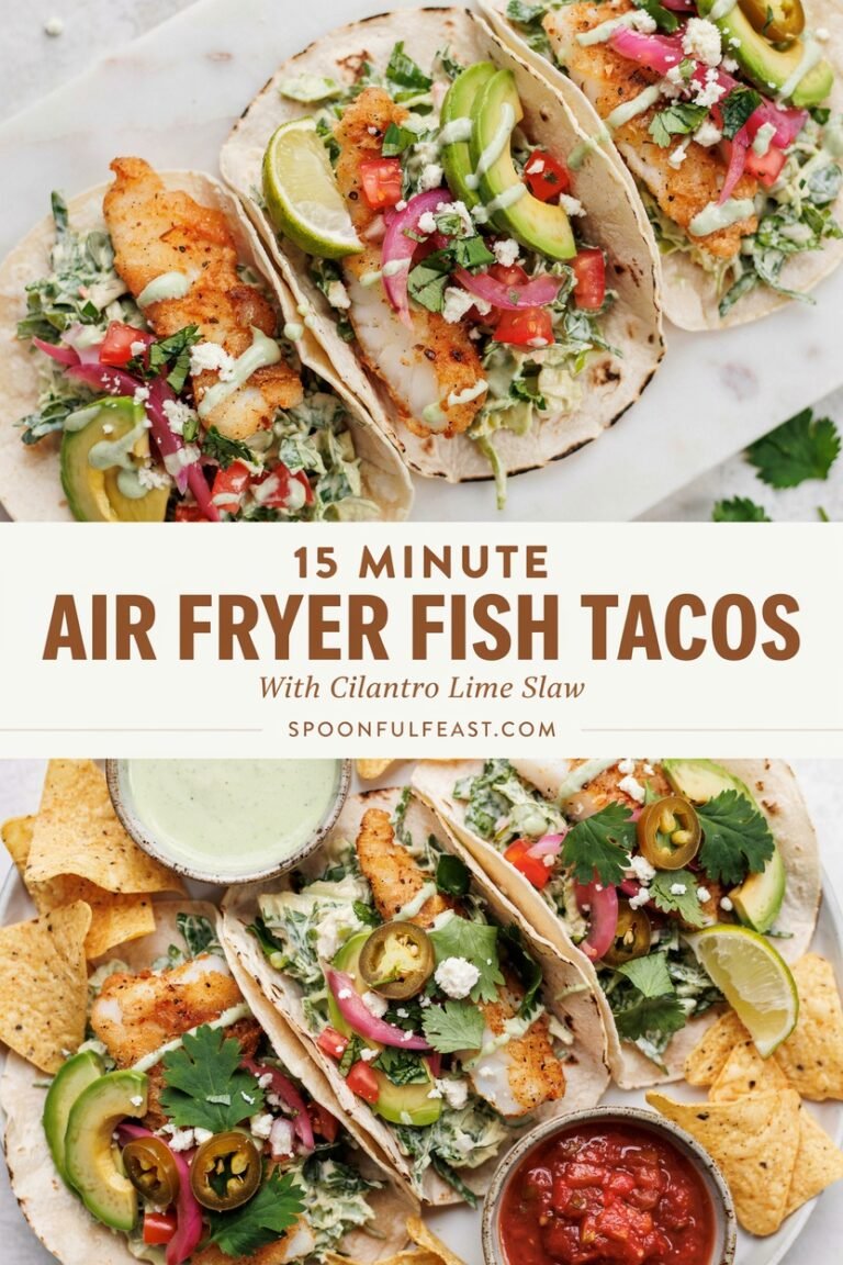 15 Minute Air Fryer Fish Tacos with Cilantro Lime Slaw