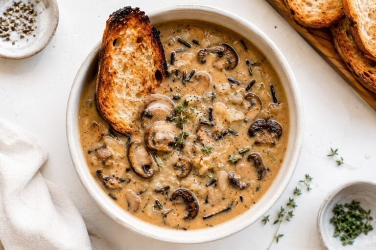 Vegan Mushroom Wild Rice Soup (Creamy, Cozy, Naturally Dairy-Free)