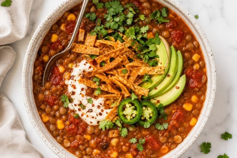 Vegan Lentil Tortilla Soup (Smoky, Hearty, Ready in Under an Hour)