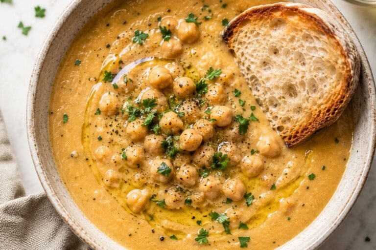 Easy Garlic Chickpea Soup (Vegan)